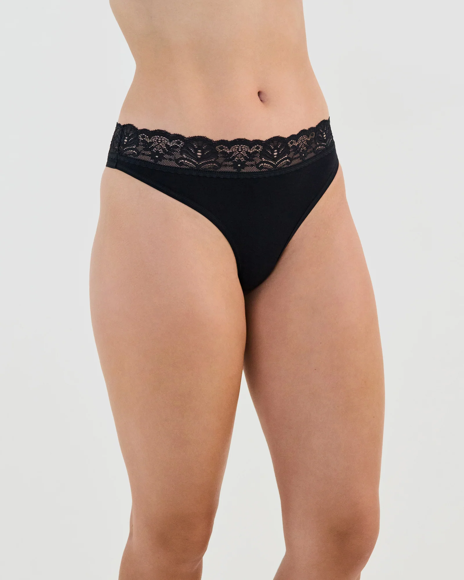 Cotton And Lace Thong - Image 2