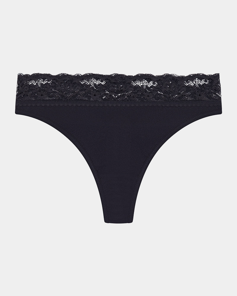 Cotton And Lace Thong - Image 4