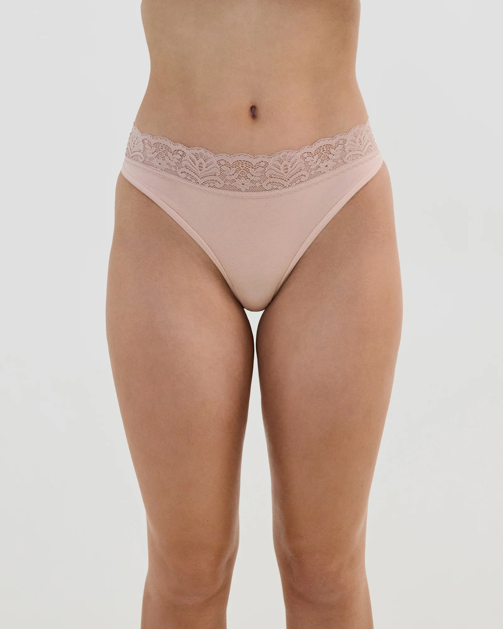 Cotton And Lace Thong