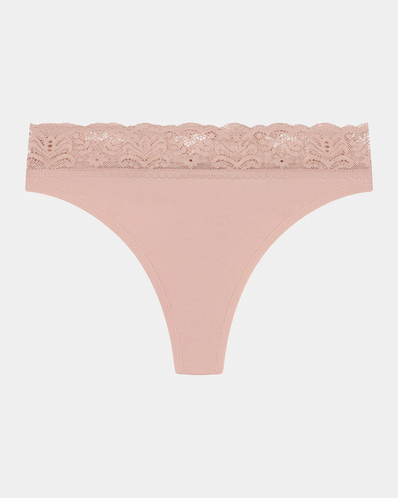 Cotton And Lace Thong - Image 4